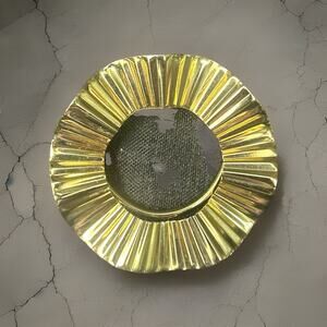 VTG Jeri Lou Scarf Ring Holder Goldtone Pleated Design Classic Accessory, Signed